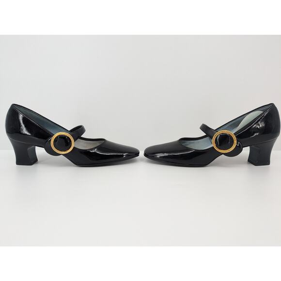 Life Stride Black Patent Mary Jane Heels Size 7 AAA Narrow Strap Vintage - Picture 4 of 8